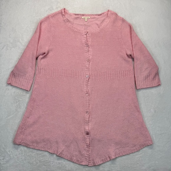 Eileen Fisher Sweaters - Eileen Fisher Hemp Blend Knit Cardigan Button‎ Front Tunic Top Pink L
